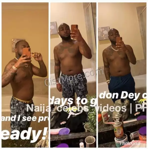 Davido Shows Off His 6 Packs Progression After 11 Days At The Gym